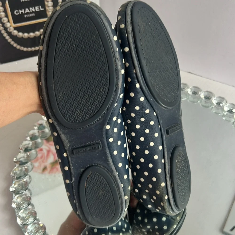 Tory Burch Navy Polka Dot Flats size 8